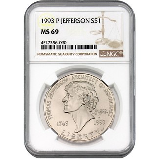 1993 P Jefferson Commem Dollar NGC MS69