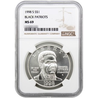 1998 S Black Revolutionary War Patriot Commem NGC MS69