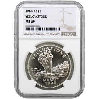 1999 P Yellowstone Commemorative Silver Dollar NGC MS69