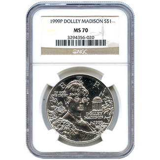 1999 P Dolley Madison Commem Dollar NGC MS70