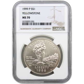 1999 P Yellowstone Commemorative Silver Dollar NGC MS70