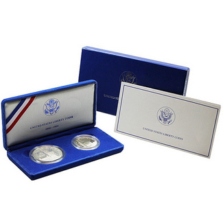 1986 2pc Proof Statue Of Liberty Commemorative Set OGP