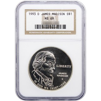 1993 D Bill of Rights Commem Dollar NGC MS69