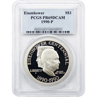 1990 Proof Eisenhower Commem Dollar PCGS PR69 DCAM