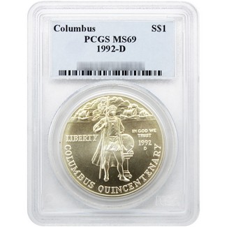 1992 D Columbus Commem Dollar PCGS MS69