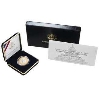2000 $10 Bi-Metal Library Of Congress Commem BU OGP
