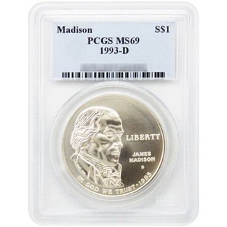 1993 D Bill of Rights Commem Dollar PCGS MS69