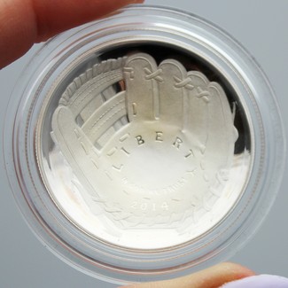 2014 Proof Baseball Commem Silver Dollar in Cap & Pouch