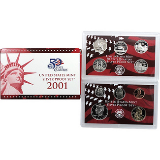 2001 Silver Proof Set 10 pc OGP