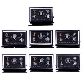 1992-1998 Premier Silver Proof Sets (7 sets) in OGP