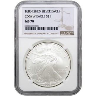 2006 W Burnished Silver Eagle NGC MS70 Brown Label