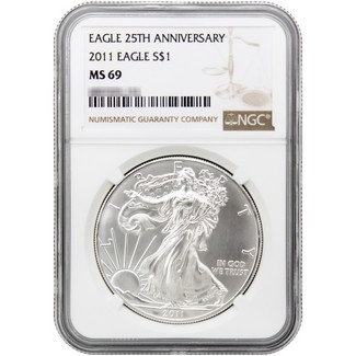 2011 Silver Eagle NGC MS69 Brown Label