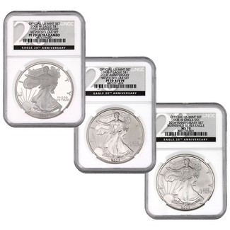 2006 3 Piece Silver Eagle 20th Anniversary Set NGC 70