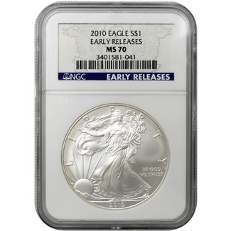 2010 Silver Eagle NGC MS70 Early Releases Blue Label