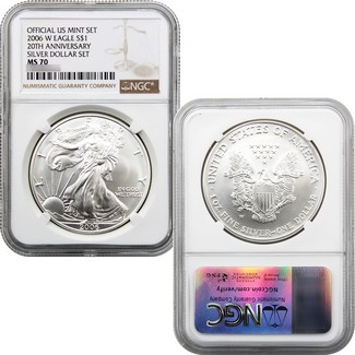 2006 20th Anniversary Silver Eagle Set NGC 70 Brown Label | The
