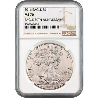 2016 Silver Eagle NGC MS70 Brown Label