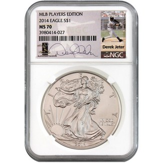 2014 W Proof Silver Eagle NGC PF70 Ultra Cameo MLB Players Edition 'Derek Jeter' Label