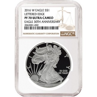 2016 W Proof Silver Eagle NGC PF70 Ultra Cameo Brown Label