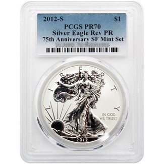 2012 S Reverse Proof Silver Eagle PCGS PR70 Blue Label