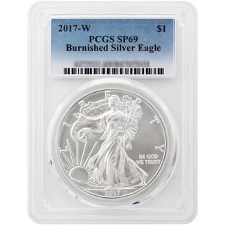 2017 W Burnished Silver Eagle PCGS SP69 Blue Label