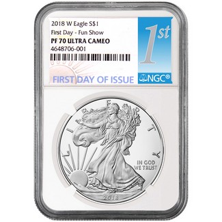 2018 W Proof Silver Eagle NGC PF70 Ultra Cameo First Day Issue-FUN Show
