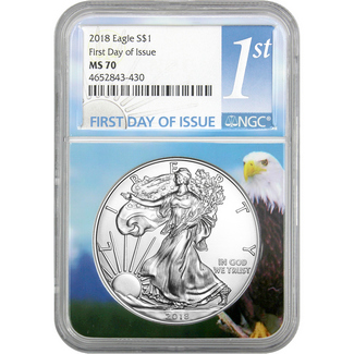 2018 Silver Eagle NGC MS70 First Day of Issue Old Eagle Core