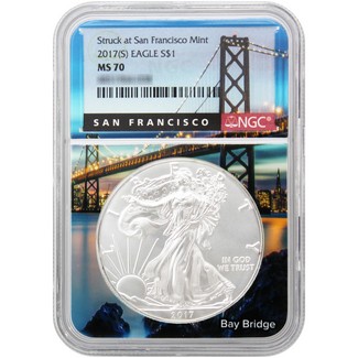 2017 (S) Silver Eagle NGC MS70 Bay Bridge Core Holder