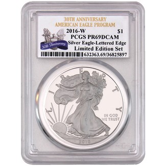 2016 W 'Limited Edition Set' Silver Eagle 30th Anniversary Lettered Edge PCGS PR69 DCAM
