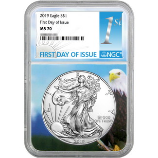 2019 Silver Eagle NGC MS70 First Day Issue Old Eagle Core