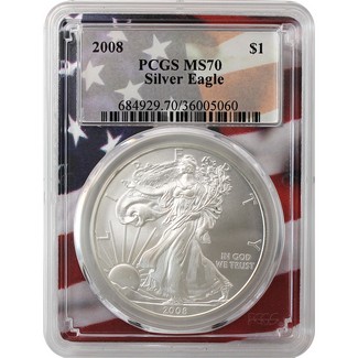 2008 Silver Eagle PCGS MS70 Flag Picture Frame