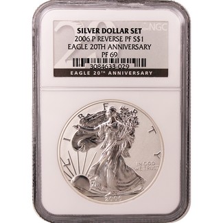 2006 P Reverse Proof Silver Eagle NGC PF69 20th Anniversary Label