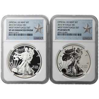 2013 West Point Anniversary 2 Coin Set NGC 69 Silver Star Label