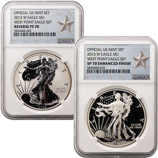 2013 West Point Anniversary 2 Coin Set NGC 70 Silver Star Label