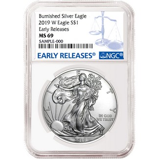 2019 W Burnished Silver Eagle NGC MS69 Early Releases Blue Label