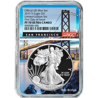 2019 S 'Limited Edition Set' Proof Silver Eagle NGC PF70 Ultra Cameo First Day Issue Bridge Core