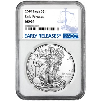 2020 Silver Eagle NGC MS69 Early Releases NGC Blue Label