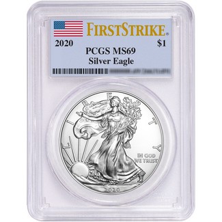 2020 Silver Eagle PCGS MS69 First Strike Flag Label