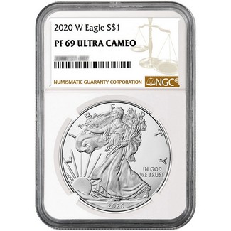 2020 W Proof Silver Eagle NGC PF69 Ultra Cameo Brown Label