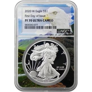 2020 W Proof Silver Eagle NGC PF70 Ultra Cameo First Day Issue New Eagle Core
