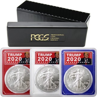 2020 (P) Red,White & Blue Struck at Philly Silver Eagles 'Emergency Issue' PCGS MS70 FDI Trump 2020