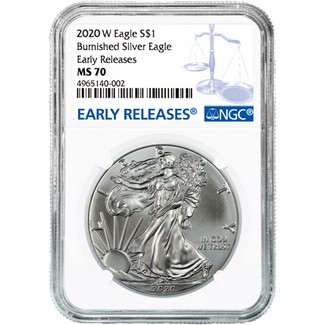 2020 W Burnished Silver Eagle NGC MS70 Early Releases Blue Label