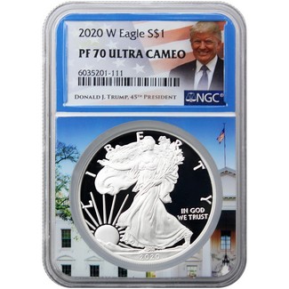 2020 W Proof Silver Eagle NGC PF70 UC Trump Label White House Core