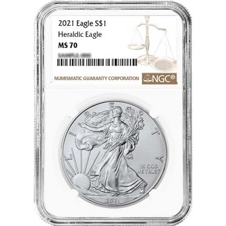 2021 Heraldic Silver Eagle NGC MS70 Brown Label