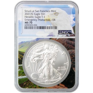 2021 (S) Struck at San Francisco Silver Eagle 'Emergency Production' NGC MS70 ER Eagle Core