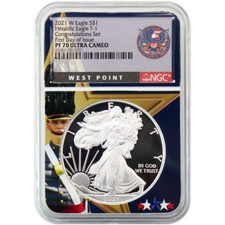 2021 W 'Congratulations Set' Heraldic Proof Silver Eagle NGC PF70 UC FDI West Point Core
