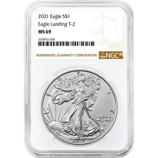 2021 Eagle Landing Type 2 Silver Eagle NGC MS69 Brown Label