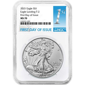 2021 Eagle Landing Type 2 Silver Eagle NGC MS70 First Day Issue 1st Label