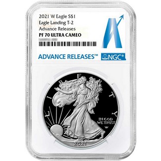 2021 W Eagle Landing Type 2 Proof Silver Eagle NGC PF70 Ultra Cameo Advance Releases