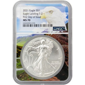 2021 Eagle Landing Type 2 Silver Eagle NGC MS70 First Day Issue Eagle Core