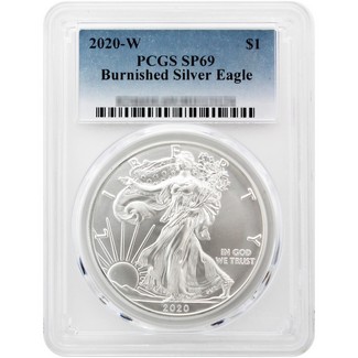 2020 W Burnished Silver Eagle PCGS SP69 Blue Label